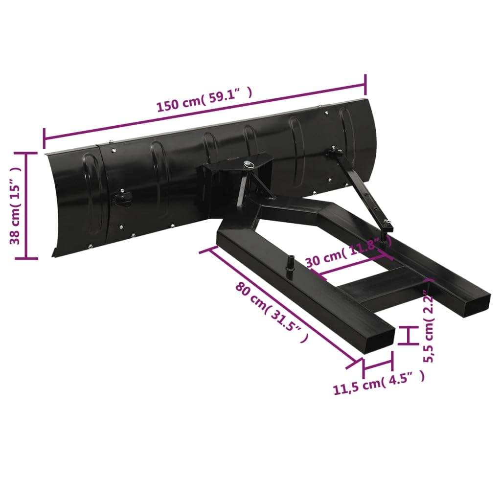 vidaXL Chasse-Neige pour Chariot élévateur 150x38 cm Noir