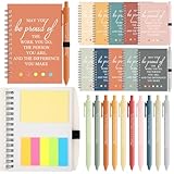Honoson 20 Set 2026 Employee Appreciation Gifts Bulk Small Inspirational Notebooks with Sticky Notes Motivational Pen for Coworker Volunteer Team Staff Teacher Valentines Holiday Office(Bright Color)