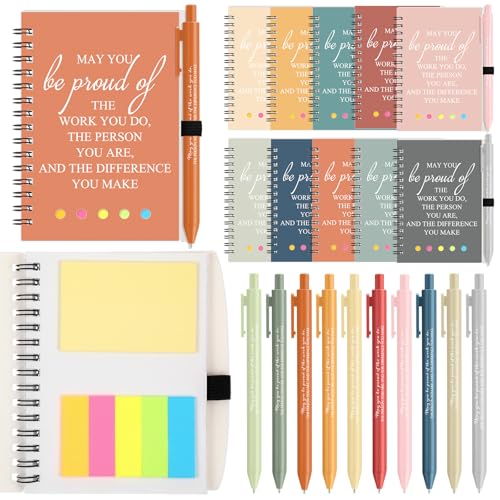Honoson 20 Set 2025 Customer Service Week Gifts Bulk Employee Appreciation Thank You Inspirational Notebook with Sticky Note Motivational Pen for Team Staff Coworker Volunteer Christmas(Bright Color)