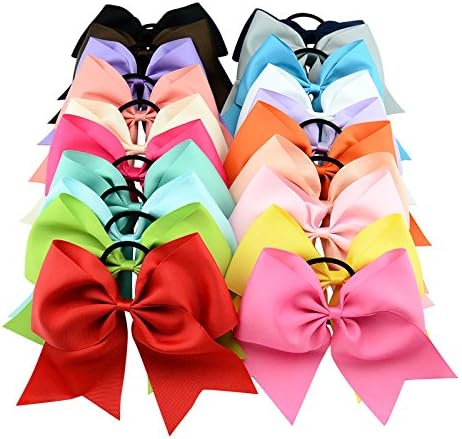Welandtech 6-1/2 inch Large Cheerleading Girl Bows Ponytail Holder Elastic Hair Tie