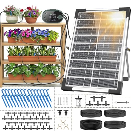 KINEVI Arrosage Automatique Solaire, Kit D'irrigation Automatique Solaire 8 W, 22 modes de...