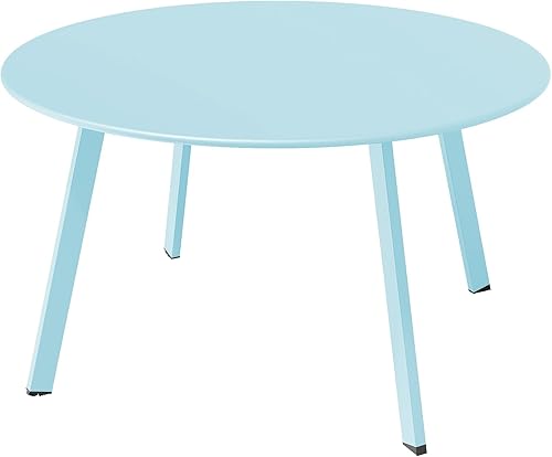 Grand patio Mesa auxiliar redonda, resistente a la intemperie, mesa auxiliar redonda para exteriores con pies cuadrados, ideal para patio trasero,