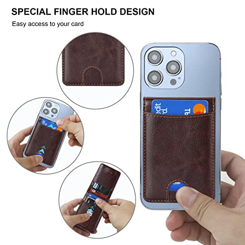 KIHUWEY for MagSafe Wallet Card Holder with Magnetic, Mag Safe Leather Detachable Kickstand RFID Wallet for iPhone 15/14 Pro Max/14 Pro/14/14 Plus/13/12 Series Not for iPhone 13/12 Mini (Brown) - Thumbnail 5
