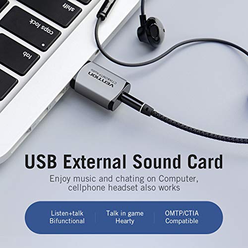Vention USB Externe Geluidskaart, Aluminium 2.1 Kanalen Externe USB Geluidskaart Audio Adapter, USB 2.0 tot 3.5mm Stereo… - Image 3