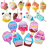 JOYIN 30 Packs Dessert Squishy Toys Stress Relief Keychains with Valentine’s Greeting Cards for Classroom Exchange Prizes, Valentines Party Favors and Gifts for Boys Girls