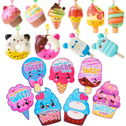 JOYIN 30 Packs Dessert Squishy Toys Stress Relief Keychains with