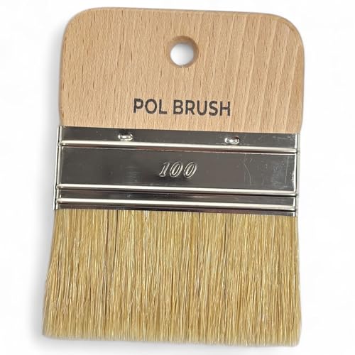 Pincel plano de paleta de 10 cm, profesional europeo, cerdas naturales, para acrílico, tiza, aceite, acuarela, gouache, manchas, barniz, cera, etc. - para arte, niños, paredes, detalles, etc.
