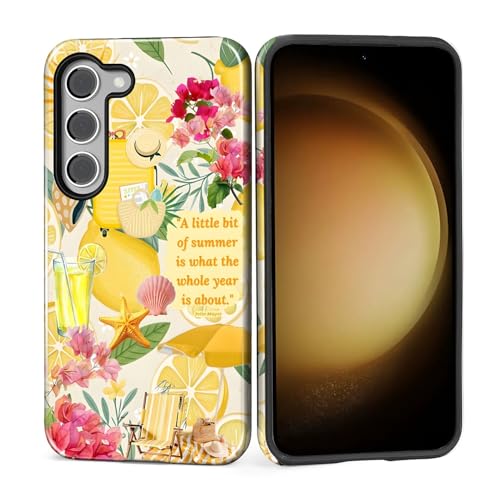 Akinmi Case for Samsung Galaxy S23,Exquisitely Pattern Double Protective Phone Cover Cases Soft Silicone for Samsung Galaxy S23-Coastal Italy Lemon Beach Collage - image 1