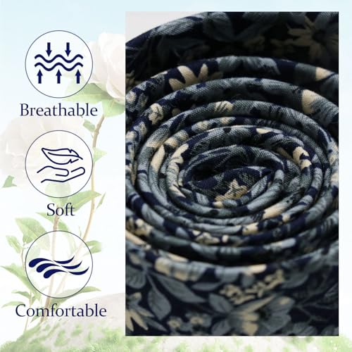 Image of Floral Ties Skinny Tie for Men, Cotton Mens Neckties for Weddings | 2.56'', floral, slim, soft and comfortable, men's neckties for casual, business, party, daily, dating
