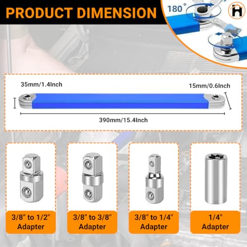 Image of Homdum Impact Extension Wrench Offset Design with Ratchet Mechanism for Automotive & DIY Use| Multi-Angle Offset Extension Wrench Durable Steel Ratcheting Tool for Home & Garage