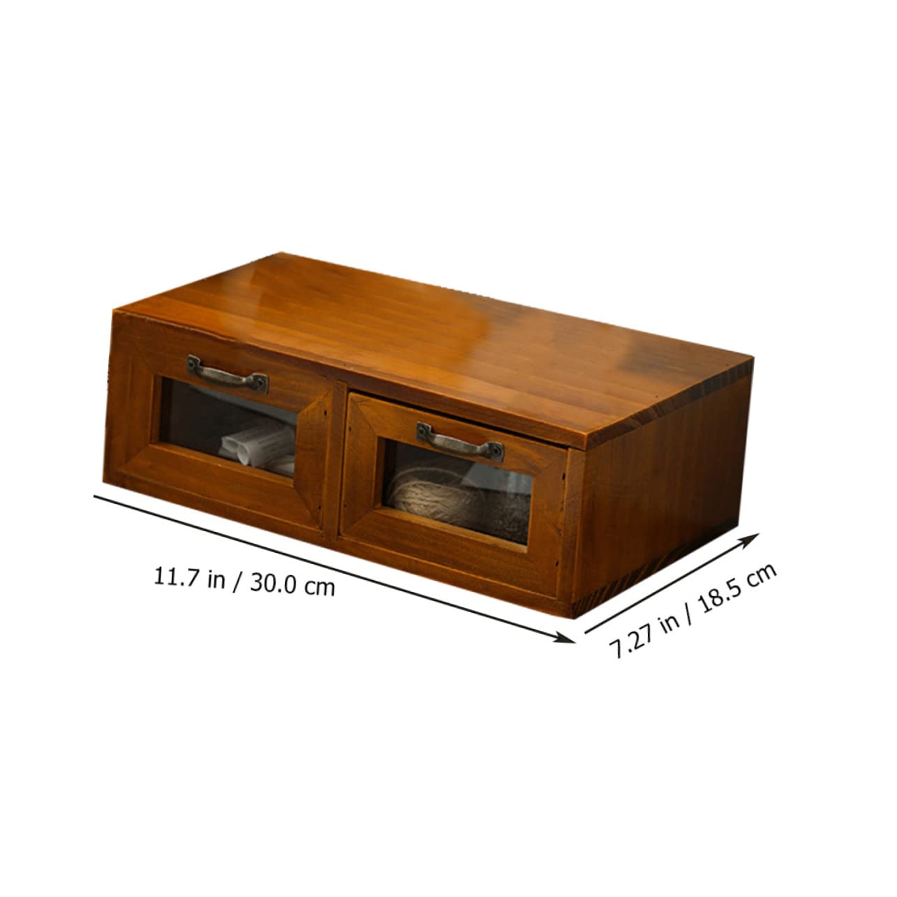 Drewniany stojak na monitor w stylu vintage z szufladą - biurko retro do domowego biura - stylowe rozwiązanie do przechowywania dla uporządkowanych przestrzeni roboczych