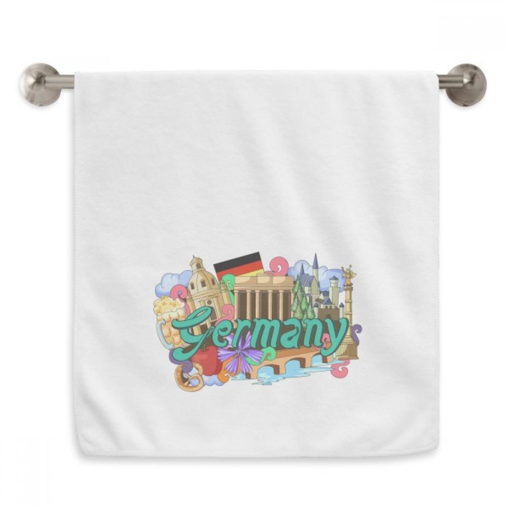 Serviette de toilette Allemagne Graffiti blanche 13x29 pouces douce