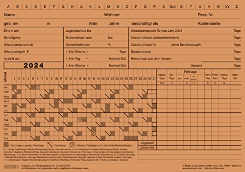 Cartes de vacances BRUNNEN 2024 A5 orange pour organiser le bureau au quotidien