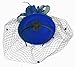 Fascinators Hair Clip Headband Pillbox Hat Bowler Feather Flower Veil Wedding Party Hat, Royal Blue, One Size