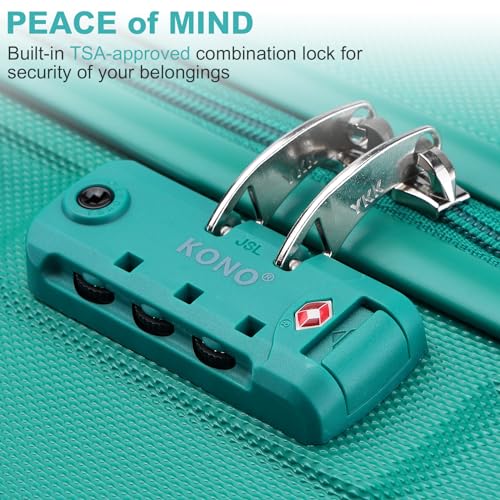 Kono 20'' Carry on Luggage Lightweight with Spinner Wheel TSA Lock Hardside Luggage Durable Small Carry on Suitcase Turquoise3