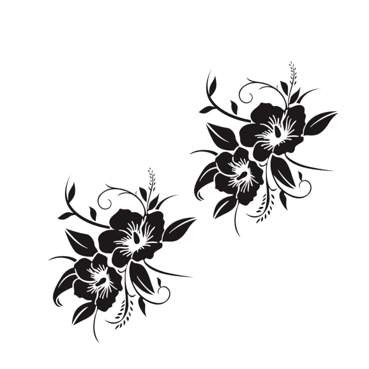 Sosoport Blumen Auto Aufkleber - PET Material, 30x14cm, Schwarz