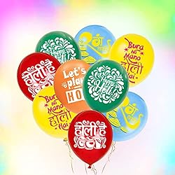 Party Propz Printed Holi Balloons- Colorful 30Pcs Printed Holi Balloon for Decorations, Happy Holi Decorations Items for Home, Printed Balloons for Holi, Holi Decor Items, Holi Balloons for Decoration
