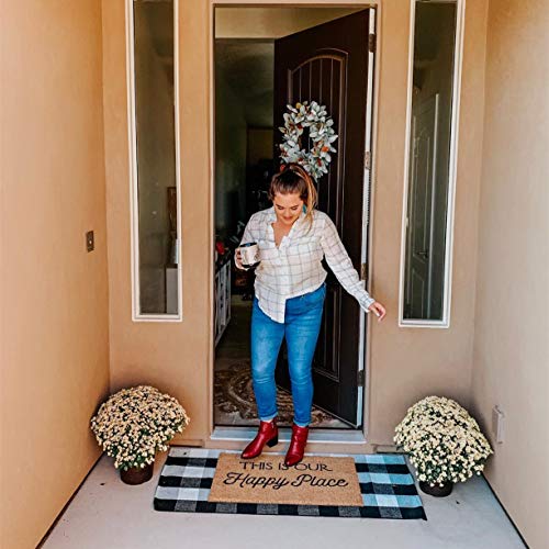 Ustide Buffalo Check Rug 23.6''X51''Cotton Black And White Plaid Rugs Washable Hand-Woven Checked Doormat Retro Farmhouse Rug #TOP1