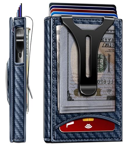 Image of BULLIANT Money Clip Wallet,Mens Gift Slim Wallet Credit Card Holder Airtag&Standard Use 9Cards-Metal Case in Magnetic Flip Shell