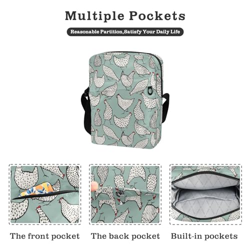 Farm Chicken Small Crossbody Bag for Men Women Mini Messenger Bag Shoulder Handbag With Adjustable Straps2