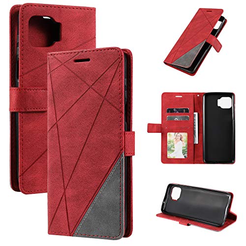 QiongNi Case for Motorola Moto G 5G Plus Case Cover,Case for Moto One 5G,Case for Motorola Moto One 5G UW XT2075-1 XT2075-2 / Moto G 5G Plus XT2075-3 / Moto G8 Plus 5G Case Flip Pu Leather Cover Red