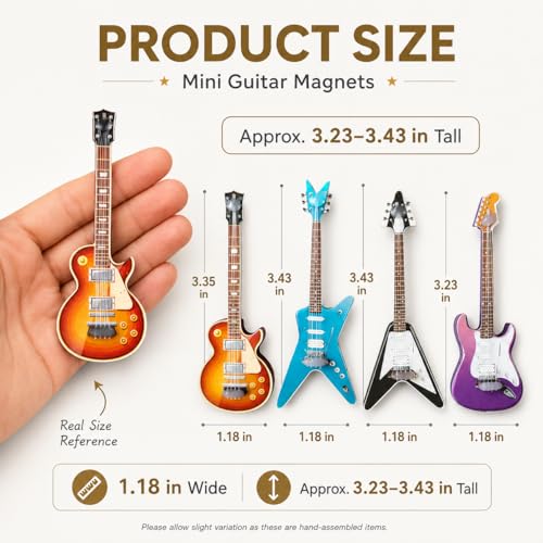 4 Imánes de Guitarra de Madera Miniatura para Refrigerador miniatura 3