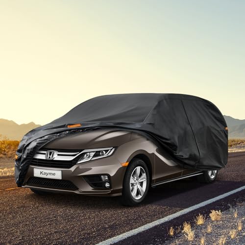 Image of Kayme 7 Layers Car Cover Custom Fit for Honda Odyssey Minivan (1999-2025) Waterproof All Weather for Automobiles, Outdoor Full Cover Sun UV Rain Protection.Black