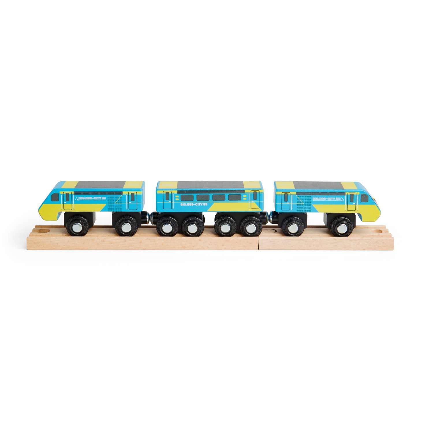 Bigjigs Rail Intercity 125 Train - Heritage Wooden Trains, 3 Carriages with Magnetic Couplings & 2 Track Pieces, Realistic Railway Track Accessories, Classic Toys For Kids, 3+ Year Olds