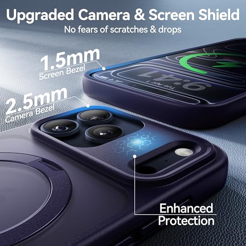 Image of CASEKOO Ultra-Magnetic Stand for iPhone 17 Pro Case, Shockproof, Purple | [Military Drop Protection] [Compatible with MagSafe] Translucent Matte for iPhone 17 Pro Phone Case with Ring Holder 6.3 inch