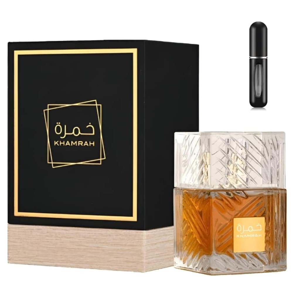 Perfume Árabe Khamrah – Fragancia Oriental Exótica y Duradera para Hombre y Mujer – 100 ml + Regalo atomizador 5 ml. (color aleatorio)