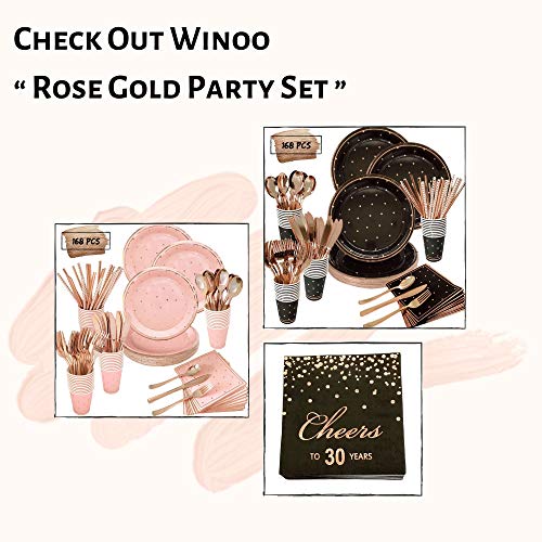 Rose Gold Foil Cocktail Napkins With Cheer 30 Years | Folded 5 X 5 Inches Disposable Party Napkins | 3-Ply Paper Beverage Napkins For 30Th Birthday Decorations, Wedding Anniversary, Retirement, Black #TOP6