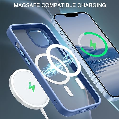 Image of BENTOBEN Magnetic iPhone 13 /14 Case, Translucent Matte Slim Shockproof Women Men Phone Cover, Blue, Compatible with MagSafe, 6.1 inches