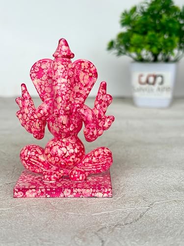 Image of Salvus App Solutions Pink Crystal Ganesh Idol for Car Dashboard & Home Decor | Double Side Face Lord Ganesha Murti | Decorative Dashboard Showpiece for Car, Office & Mandir (2-3 Inch)