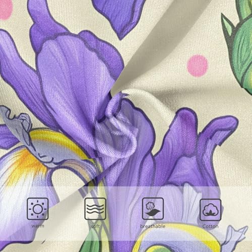 Purple Iris Flowers Green Leaves Beige Girls Underwear Toddlers 2t Cotton Girl Panties Cute Stylish Briefs Undies Kids3