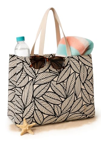 ANIORTECARE Bolsos playa mujer - bolsa de playa - bolsa con estampado de hojas - capazo playa mujer