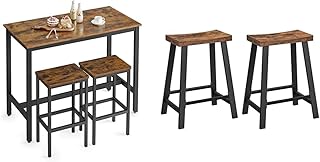 VASAGLE 2-Piece Bar Table and Stool Set, Industrial Rustic Brown and Bla...