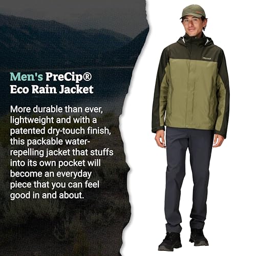 Image of MARMOT Men's PreCip Eco Lightweight & Waterproof Rain Jacket, Rosin Green /Olive Grove, XX-Large