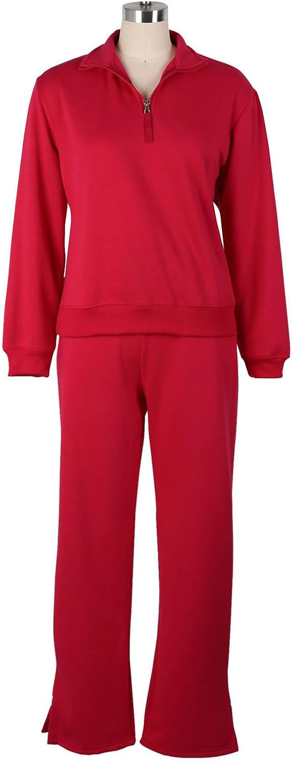 Adogirl Women 2 Piece Outfits Sweatsuit Set Fall Long Sleeve Half Zip Sweatshirt Wide Leg Sweatpants Tracksuit Lounge Sets - Image 5