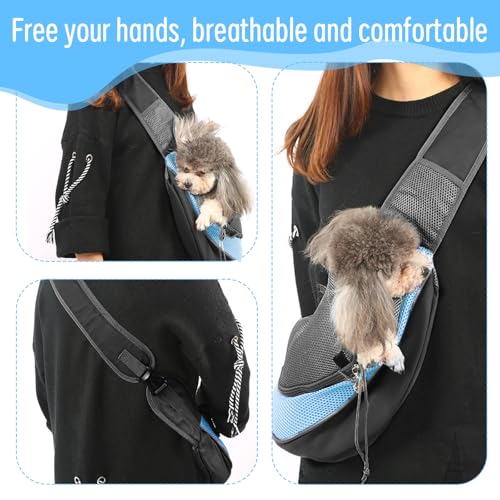 Hundetragetasche, Verstellbarem Tragetasche Hund Bis 5kg Hundetrage Transporttasche mit Kordelzug Atmungsaktive Mesh Hundetragetuch für kleinen Hund Katze Aktivitäten Im Freien