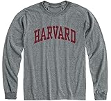 Ivysport Harvard University Crimson Long Sleeve T-Shirt, Classic, Charcoal Grey, Small