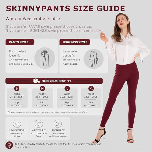 Image of Ginasy Dress Pants for Women, Pull-On Business Casual Leggings | Classic Colors; High-Rise Tummy Control; Stretch Knit Fabric; Pull-On Fit with Functional Pockets