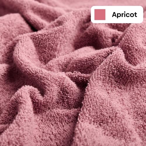 Image of haus & kinder 100% Cotton Bath Towel (380 GSM) | Soft, Super Absorbent & Quick Dry | Oxford Collection | 70 x 140 cm | Apricot | Pack of 1