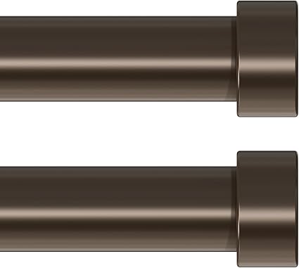 2 Pack Curtain Rods for Windows 18 to 45 Inch(1.5-3.75 Feet),Bronze 1'' Diameter Drapery Rods with End Cap Style Design,Modern Adjustable Heavy Duty Curtain Rod,Size:18''-45''