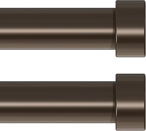 2 Pack Curtain Rods for Windows 18 to 45 Inch(1.5-3.75 Feet),Bronze 1'' Diameter Drapery Rods with End Cap Style Design,Modern Adjustable Heavy Duty Curtain Rod,Size:18''-45''