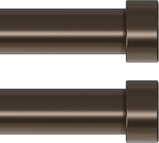 2 Pack Curtain Rods for Windows 18 to 45 Inch(1.5-3.75 Feet),Bronze 1'' Diameter Drapery Rods with End Cap Style Design,Modern Adjustable Heavy Duty Curtain Rod,Size:18''-45''
