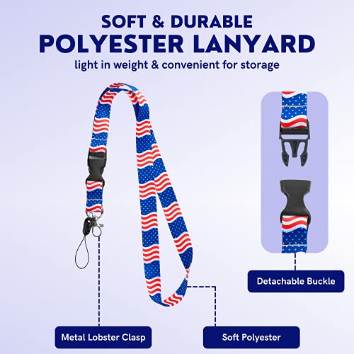 Id Badge Holder With Lanyard - Fashionable Id Card Holders With Retractable Lanyards - Soft Fiber,Metal Clip,Sturdy Buckle For Key,Wallet - Cute American Flag Work,Nurse,Teacher Badge Holder #TOP2