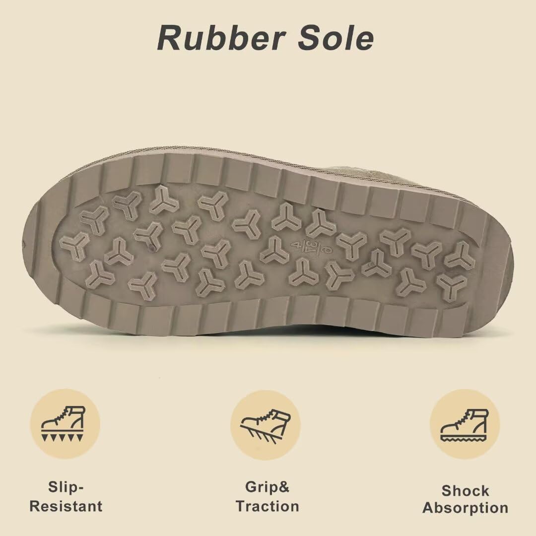 Women Suede Classic Ultra Mini Snow Boots, Faux Fur Lined Slip On Ankle Winter Booties, Womens Warm No Slip Short Boot, Botas De Invierno Para Mujer - Image 4