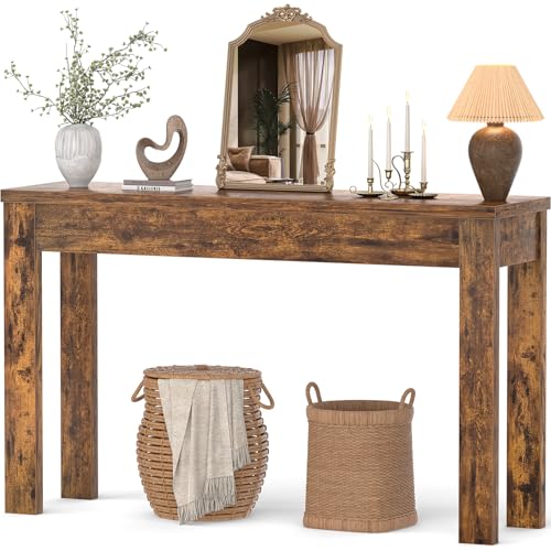Image of Armocity Console Table, 47 inch Farmhouse Wood Entryway Table, Sofa Tables Narrow Long Behind Couch, Entry Table for Entrance, Hallway, Living Room, Rustic Brown