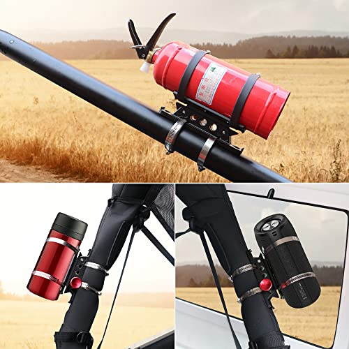 West-xingzhe Fire Extinguisher Mount Kit,Adjustable Roll Bar Fire Extinguisher Mount Holder for Jeep Wrangler TJ JK JKU JL UTV Polaris RZR Ranger Camper Van, Aluminum