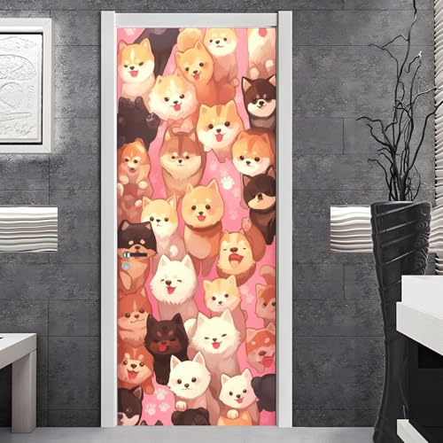 Vinilos Para Puertas 88X200Cm Rosa Rosa Gradiente Vinilo Puerta 3D Pegatinas Para La Renovación De La Puerta Arte Mural Etiqueta Carteles Pegatinas De Pared Diy Decoraciones